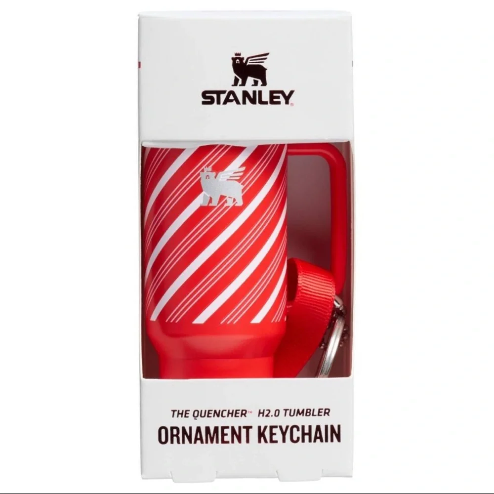 Stanley The Quencher H2O Tumbler Ornament Keychain Candy Cane Twist 2025 Striped